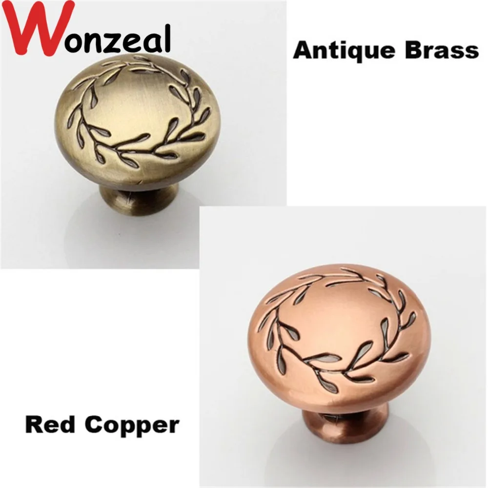 Dia. 32mm red copper/Antique Brass Zinc Alloy Kitchen Furniture knob