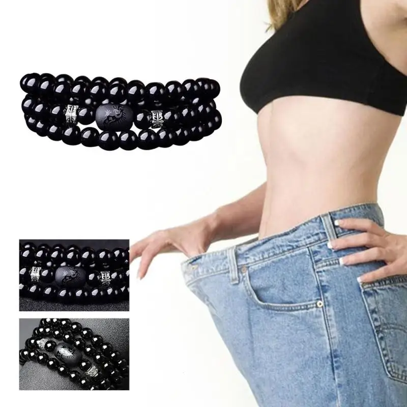 

Magnet Slimming Bracelet Black Stone Stimulating Acupoints Therapy Anti-Cellulite lost weight Obsidian slim wristband L3