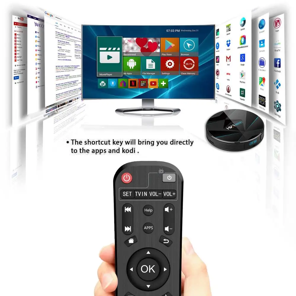 NEW!HK1 MINI Plus Smart TV Box Android 9.0 Rockchip RK3318 4GB 64GB Google Voice 1080p 4K 60fps USB3.0 Google Play Set top box