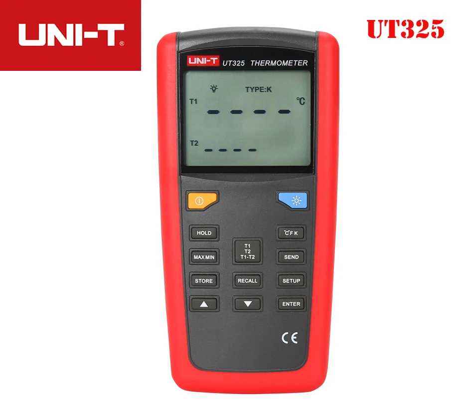

UNI-T UT325 Termometers Range -200~1375 USB Interface Industrial Temperature Dual Input with High/Lower Alarm & Auto Calibration