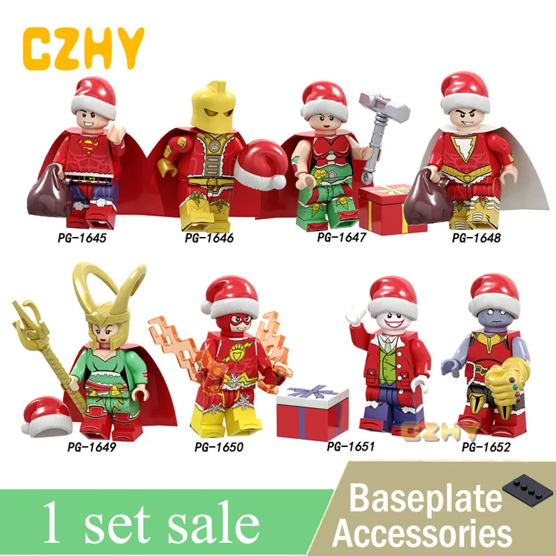 

Building Blocks Merry Christmas Captain America Batman Superman Deadpool Thor Loki Shazam Flash Thanos Joker Xmas Gift PG8188