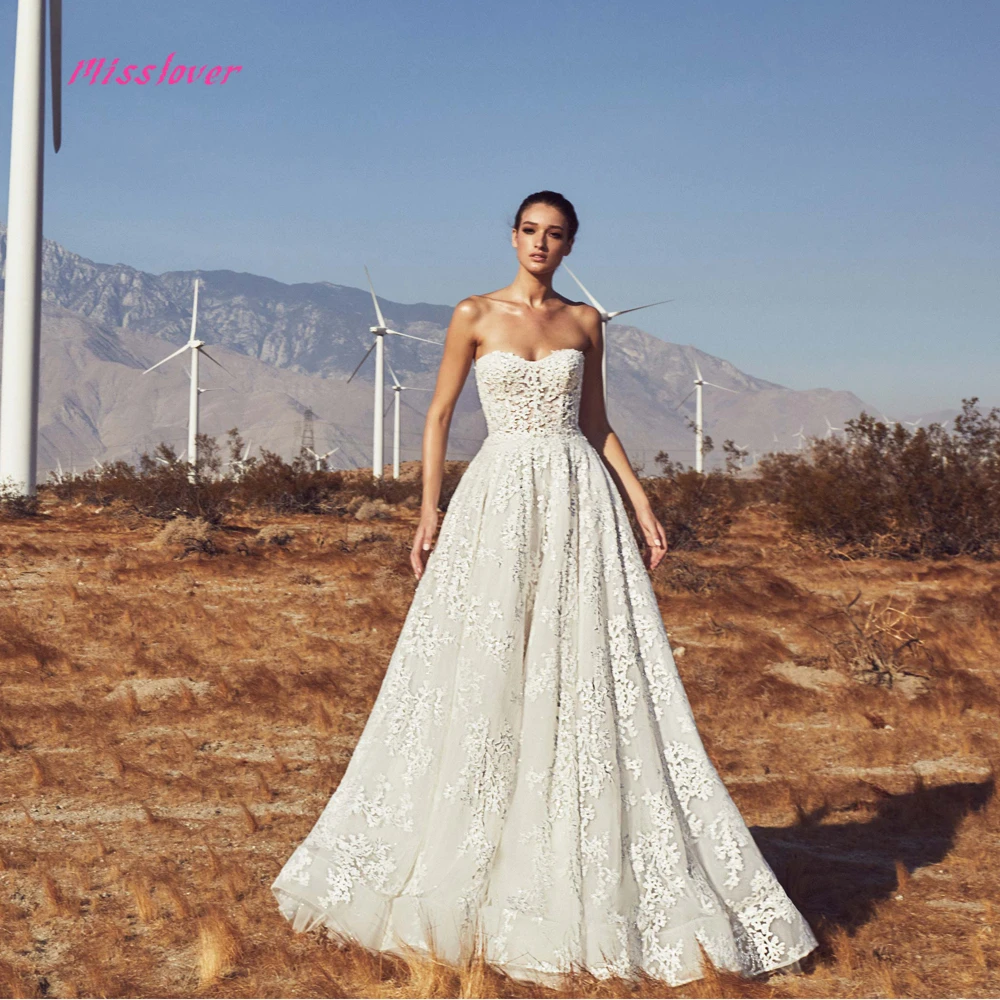 

Luxury Vintage lace Vestido De Noiva A-line Bride Wedding Dress 2019 new Bridal Gown sexy Strapless backless Robe de mariee