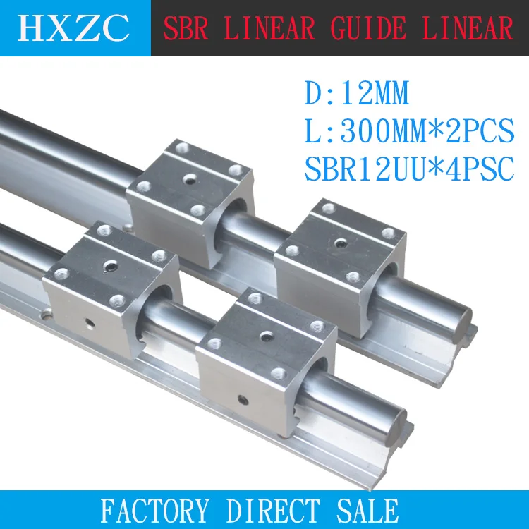 

Free shipping SBR12 2PCS12mm rail length 300mm linear guide with 4pcs SBR12UU Set cnc router part linear rail