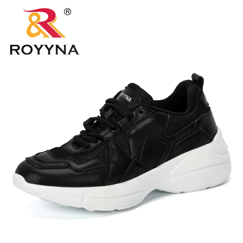 ROYYNA/Новинка года; стильные кроссовки; женская повседневная обувь на платформе; женская модная обувь; женская уличная обувь из микрофибры для отдыха - Цвет: Black