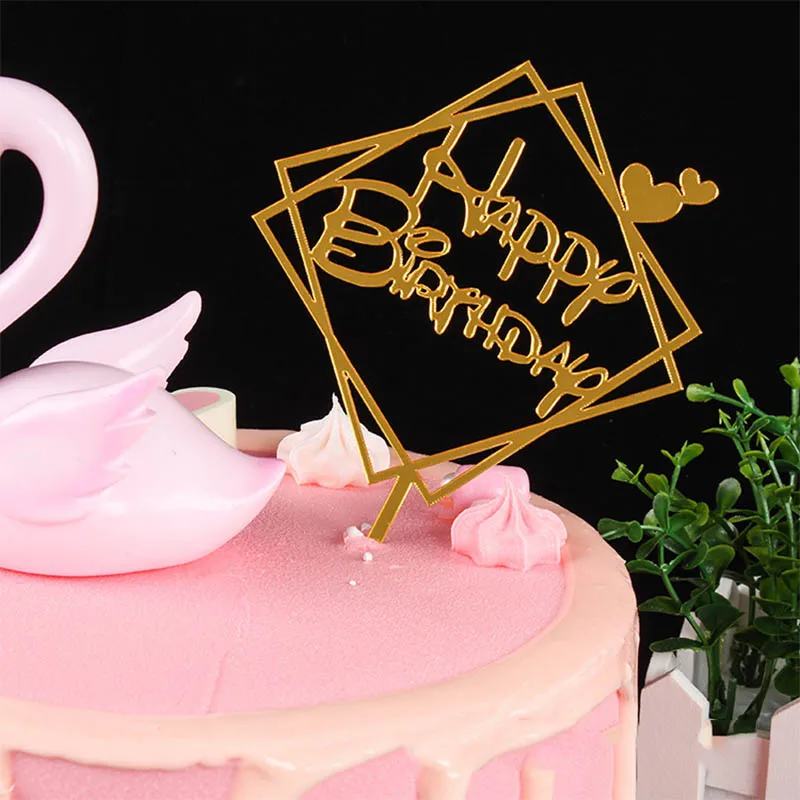 Украшения для торта в форме сердца с золотым блеском, акриловые, Новые вечерние украшения на день рождения - Цвет: 1 Golden