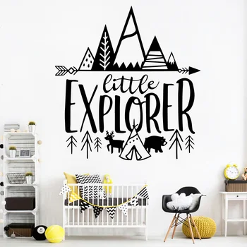 

Nordic Little Explorer Vinyl Stickers Quotes for Kids Room Decor Adventure Wall Decals decoration boys Nursery Woodland Mural