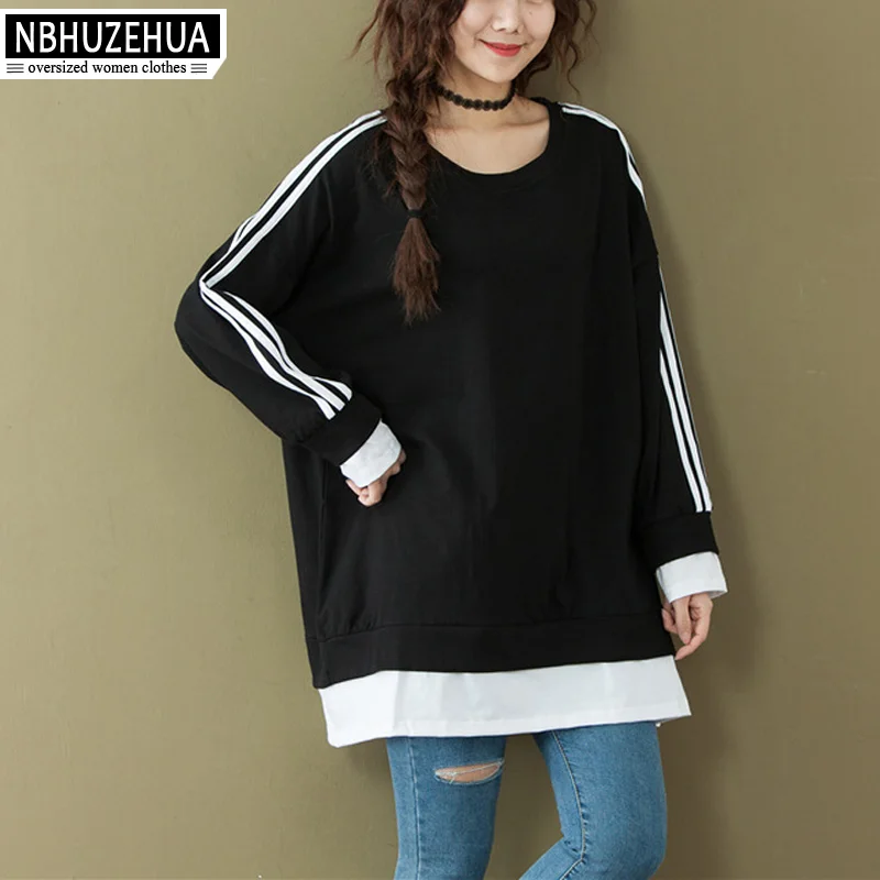 Женская футболка в полоску с длинным рукавом 7G578 4XL 5XL 6XL | одежда