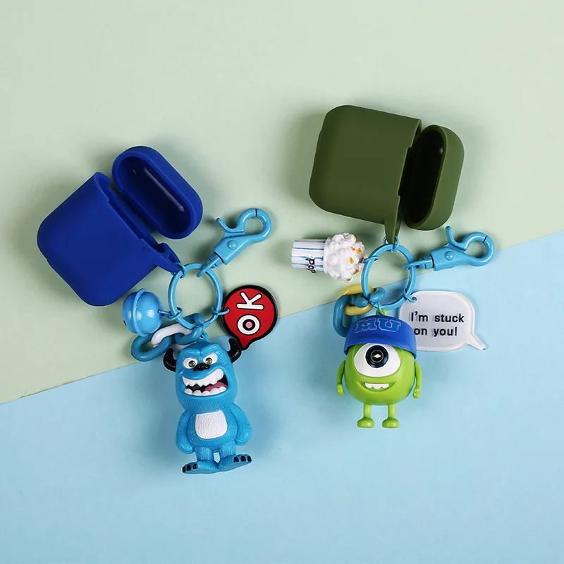 

Cute Creative Car Keychain Apple AirPods Cover Keychain Keyring Cartoon Monster University Key Holder Gift Toy for Women Kids