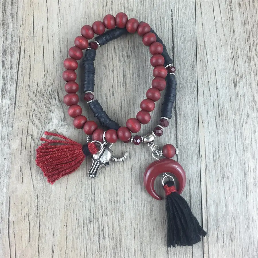 

Bohemia Designer Fashion jewelry from india Wood Beads rubber bands bracelets for women