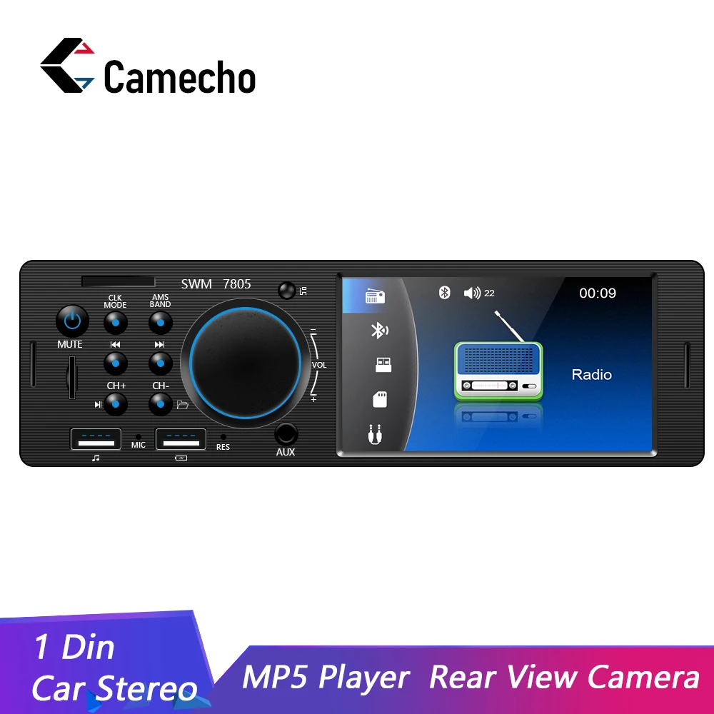 

Camecho 1 Din Autoradio FM Car Radio Bluetooth Multimedia MP3 MP5 Player 4.1" Inch Car Stereo 12V Auto Audio USB Remote Control