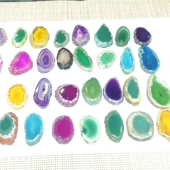 

Natural white agate slice raw stone slice agate set pieces of landscape glass cushion TV wall crystal display