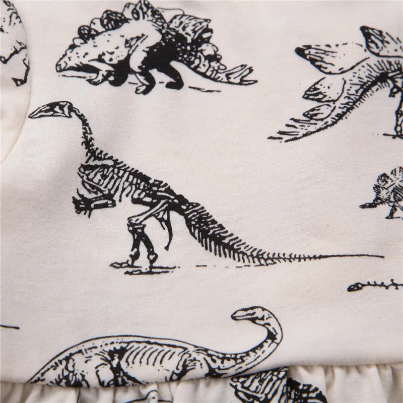 Блузка для маленьких девочек топы с круглым вырезом на лето, хлопковая блузка с короткими рукавами и динозавром