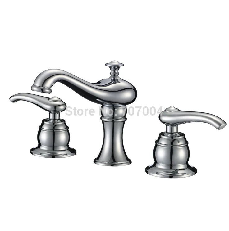 Luxury Deck Mount Dual Handles Basin Vessel Sink Faucet Chrome Brass 8 Wideaspread Basin Mixer Tap