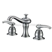 Luxury Deck Mount Dual Handles Basin Vessel Sink Faucet Chrome Brass 8 Wideaspread Basin Mixer Tap