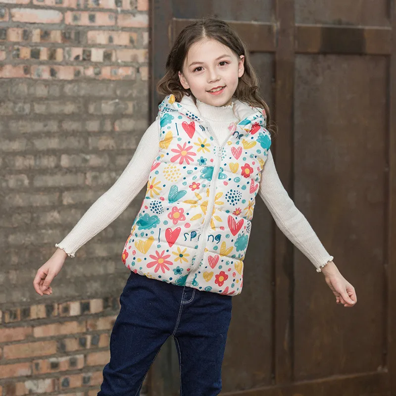 Meninas do Bebê sem Mangas Colete com Capuz de lã Jaqueta e Meninos Impressão dos Desenhos Roupas de Cashmere Liligirl Animados Tops Brasão Crianças Outwear 32 Cor 19 Com Capuz de Lã Jaqueta e Meninos