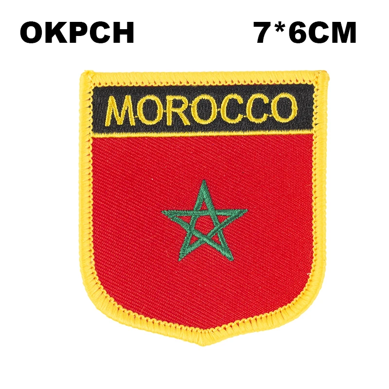 Марокканский щит форма железный Флаг патч вышитые пилы на значки, патчи для одежды PT0131-S