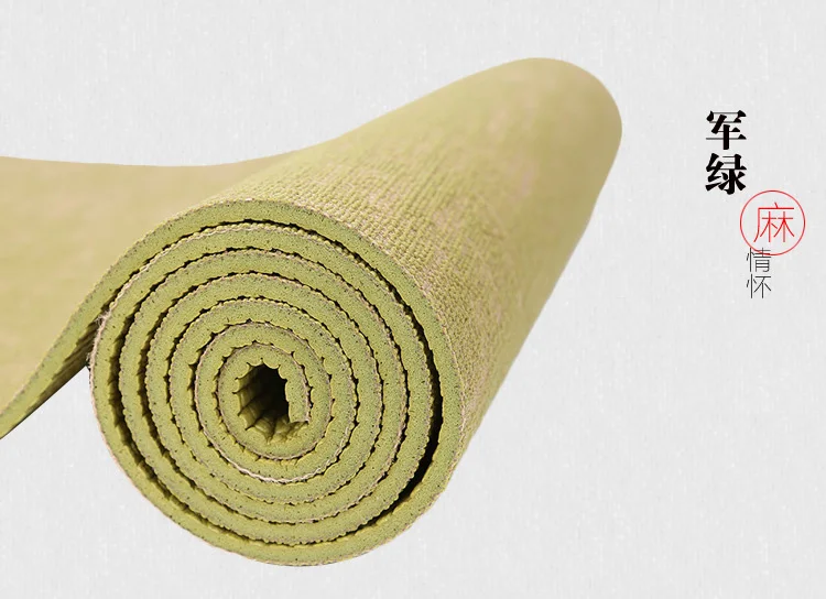 183*61 см* 5 мм натуральный джутовый Мат для йоги, экологичный двусторонний Гибридный льняной Набор ковриков для йоги, пилатеса и фитнеса - Цвет: Green