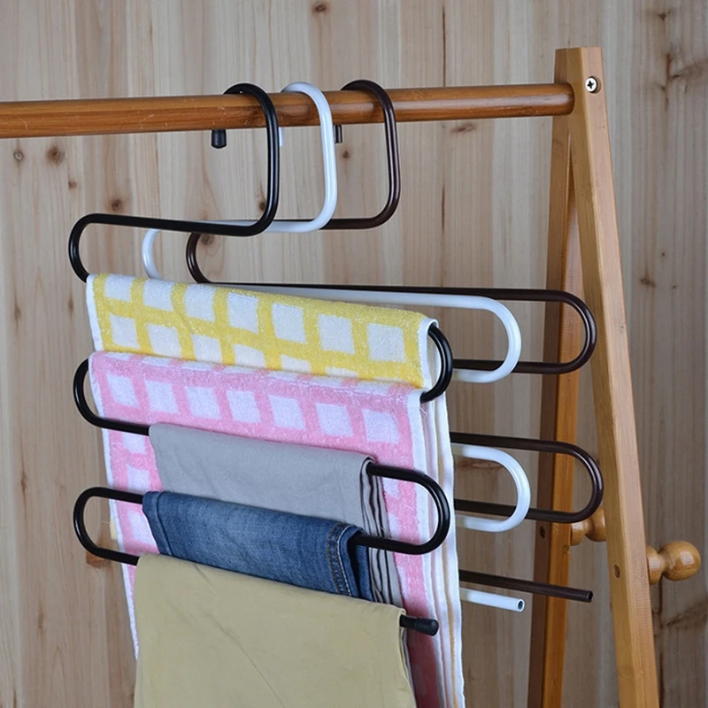 Stainless Steel Trousers Hanger Pants Clothes Closet Belt Holder Rack Bathroom Room Organizer and Storage Accessories (6)