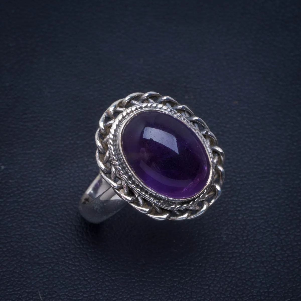 

Natural Amethyst Handmade Unique 925 Sterling Silver Ring 10 B1057