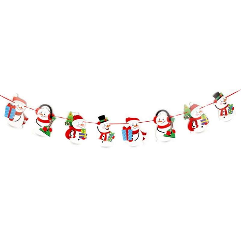 Рождество бумага декоративная Растяжка флаг вечерние украшение партии Санта Снеговик-парашют флаги гирлянды Рождество Декор