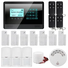 DIYSECUR Sem Fio GSM SMS TEXT Teclado Touch Início Casa Sistema de Alarme LCD Tela + Sensor de Fumaça de Incêndio Sem Fio