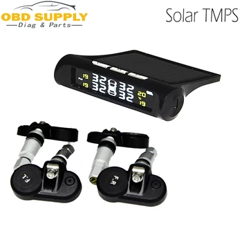 

2018 Solar car Tyre pressure sensor Auto alarm system Car TPMS Tire Pressure Monitoring System Solar Power Charging LCD Display
