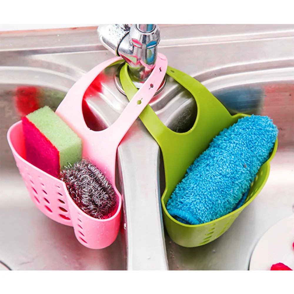 Kitchen hanging portable adjustable snap sink faucet Bag font b Storage b font Basket font b