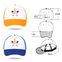 Детская летняя кепка с единорогом, бейсболка для девочек, бейсболка, женская, солнцезащитная, сетчатая, для путешествий, Детские кепки