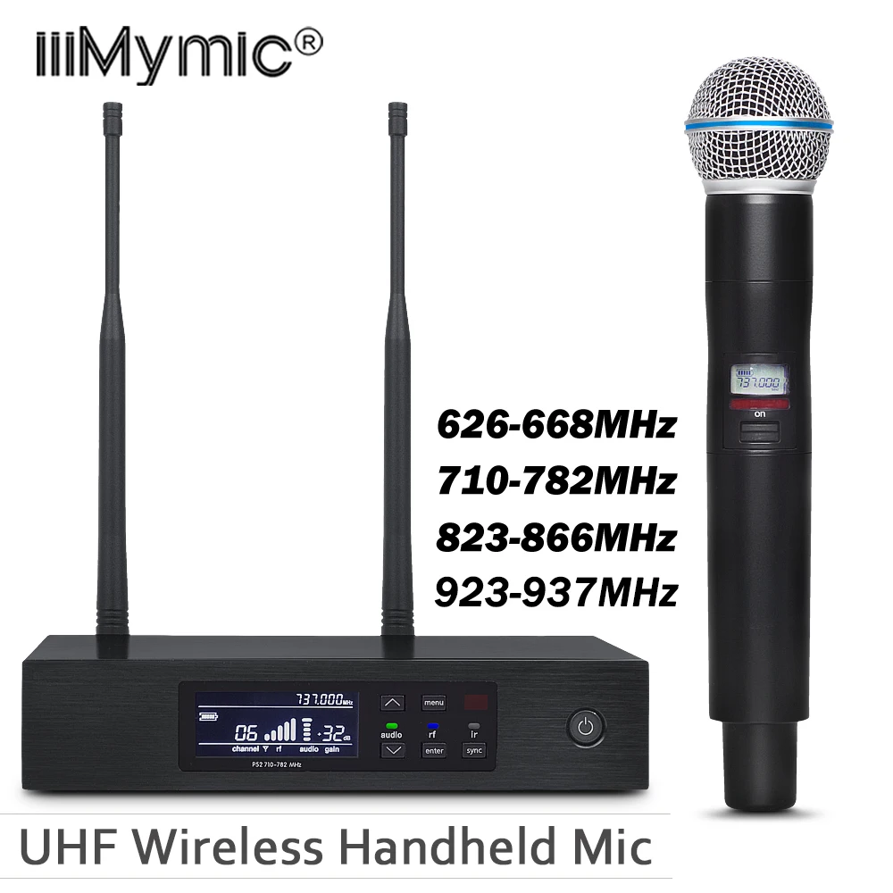 

True Diversity UHF Wireless Microphone System QLXD4 !! Professional Single Handheld Mic QLXD2 BETA58 Perfect sound for Stage