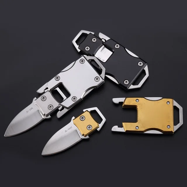 Mini Pocket Foldable Stainless Steel Knife with Keychain Outdoor Sports Camping Hiking Hunting Survival Self Defense Supplies 1