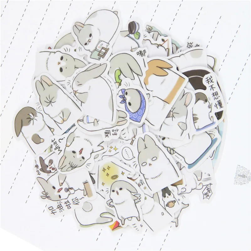 40pcs/ Lot New Kawaii Chubby Rabbit Series Pet Sticker Pack Hot Sell Deco Packing Toy Stickers School Office Supplies