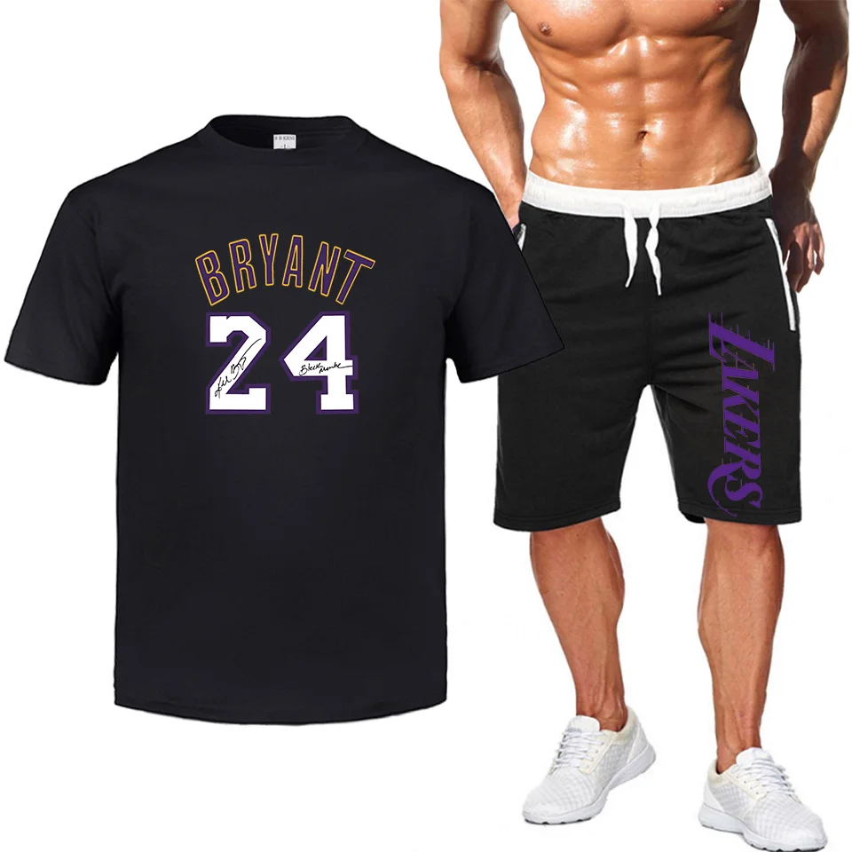 

Lakers Kobe 24 Men's Casual Summer Drawstring Jogger Shorts Beach Cotton Sporting Trousers Elastic Waist Male Short Pants Brand