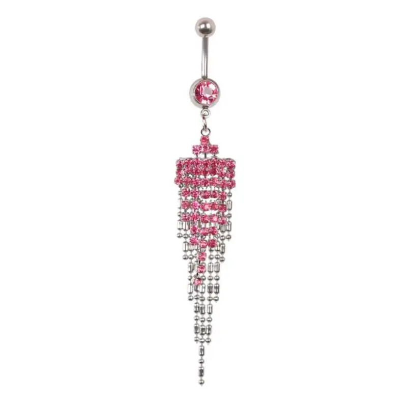Sexy Navel Piercing Body Jewelry 14G Surgical Steel Rhinestone Tassel Dangle Navel Belly Ring For Women Body Piercing Jewellery