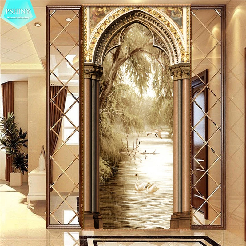 

PSHINY 5D DIY Diamond painting Lake scenery Pictures with full display Square rhinestones Diamond embroidery sale new arrivals