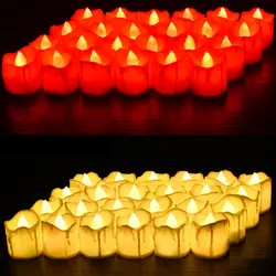 Пластик Батарея приведенный в действие СВЕТОДИОДНЫЙ свеча без пламени Tealight фестиваль свадебный Декор L15