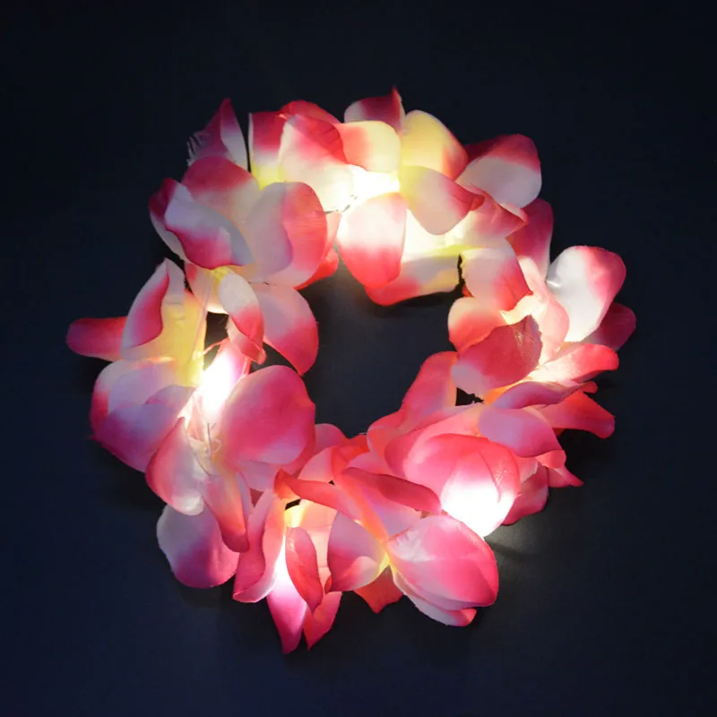 2018 woman girl kids led light blinking hawai flower hula lei