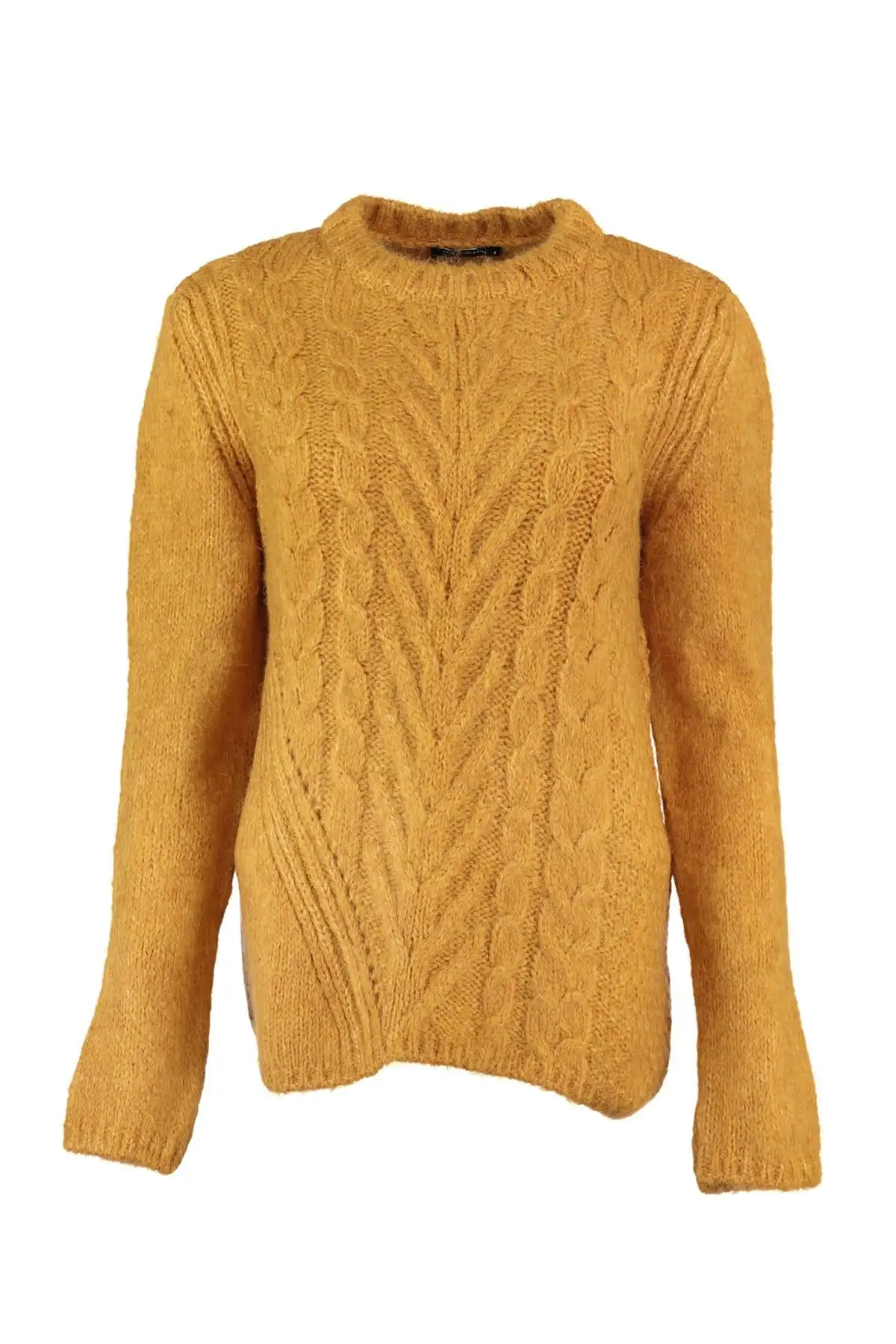 

Trendyol WOMEN-Mustard Mesh Detaylı Knitwear Sweater TWOAW20NV0035