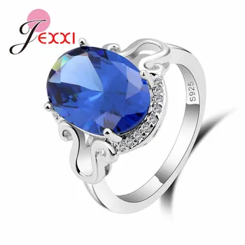 

Shining Cubic Zircon Stone Finger Jewelry 100% 925 Sterling Silver Rings For Women Wedding Party Fast Shipping