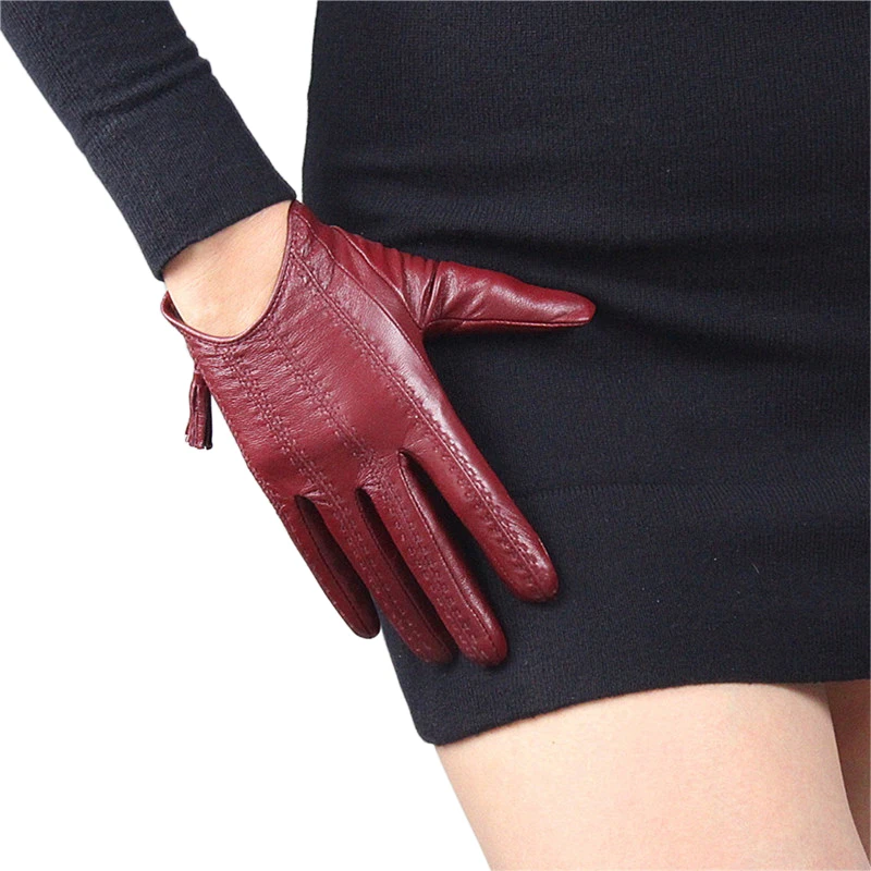 Touch Screen Gloves Genuine Leather Pure Imported Goatskin Tassel Zipper Short Style Woman's Gloves Mobile Phone Touch TB08-1 Touch Screen Gloves Genuine Leather Pure Imported Goatskin Tassel Zipper Short Style Woman's Gloves Mobile Phone Touch TB08-1