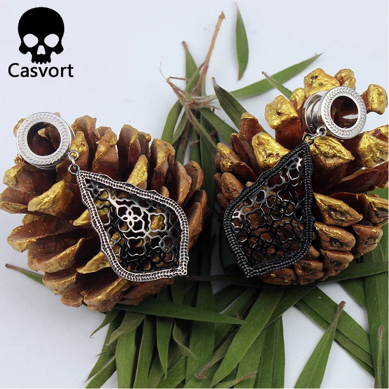 Casvort трендовые пирсинг туннели для пирсинга новая добавка черная покрытая висячие серьги современные защелкивающиеся серьги бижутерия для пирсинга