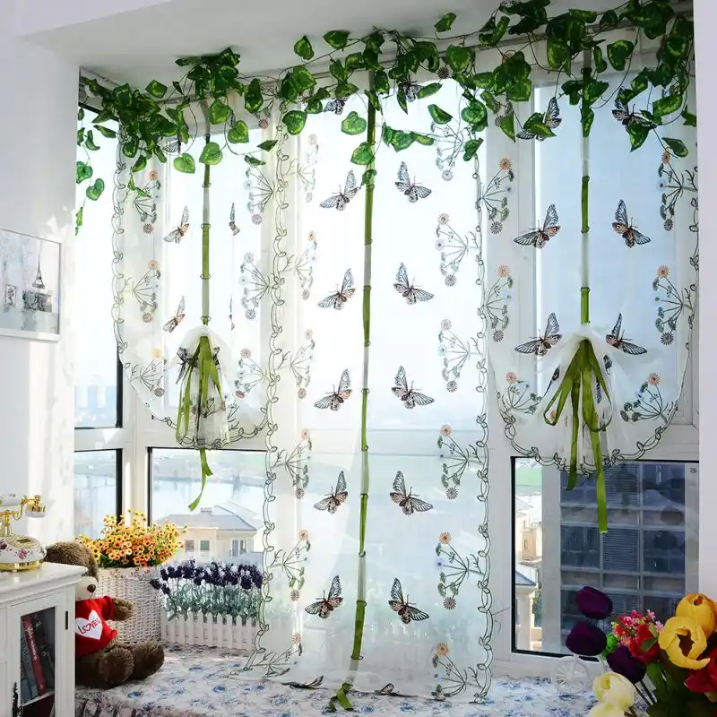 Indoor Butterfly Tulle Curtain For Windows Roman Shades Blinds
