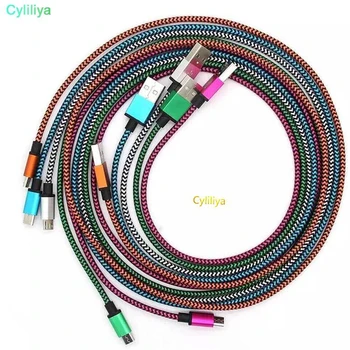 

100pcs Fabric Nylon Braid Micro USB Cable Lead Unbroken Metal Connector charger Cord For Samsung S7 6 5 ,HTC, & Android Phone
