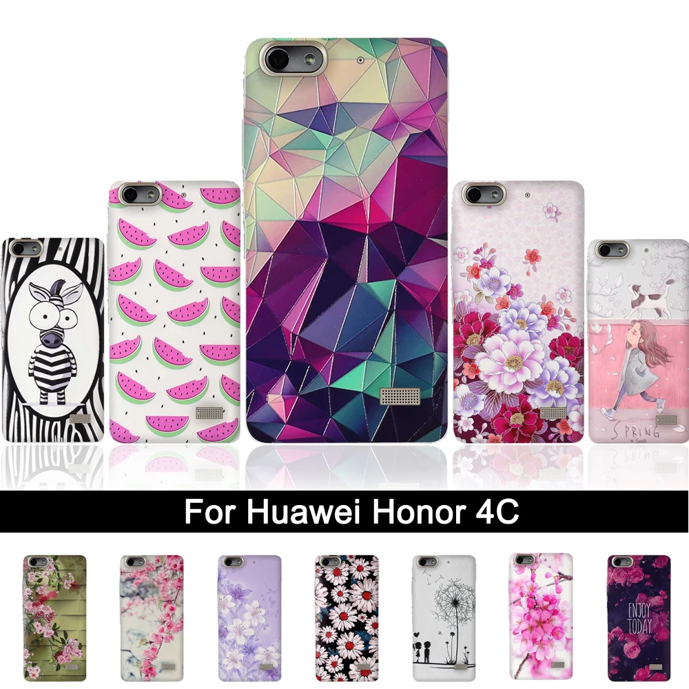 

TPU Case For Huawei Honor 4C 3D Relief Soft Silicone Cover For Huawei Honor 4C G Play Mini CHM-CL00 Back Phone Cases Shells Bags