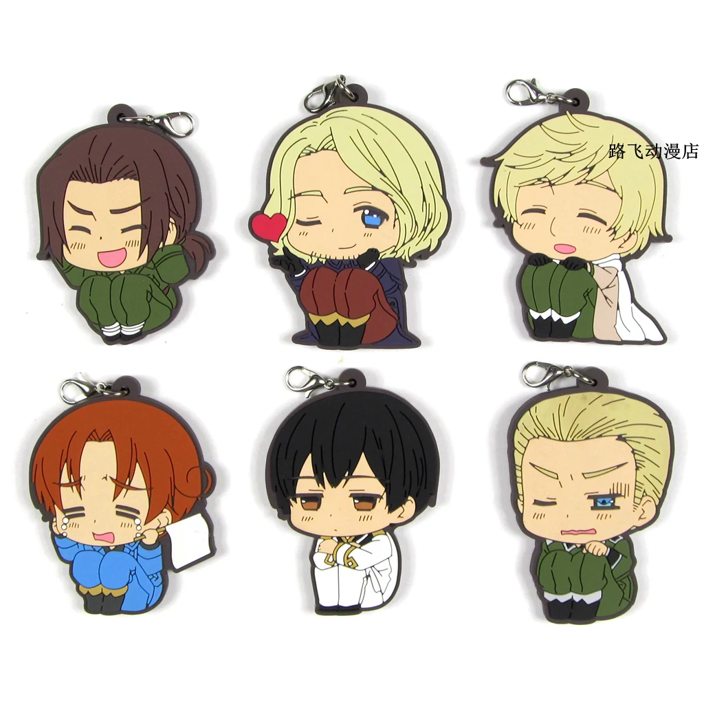 

Axis Powers Feliciano Vargas Ludwig Francis Bonnefoy Ivan Braginsky Yao Wang Action Figure Anime Model Rubber Keychain Pendant