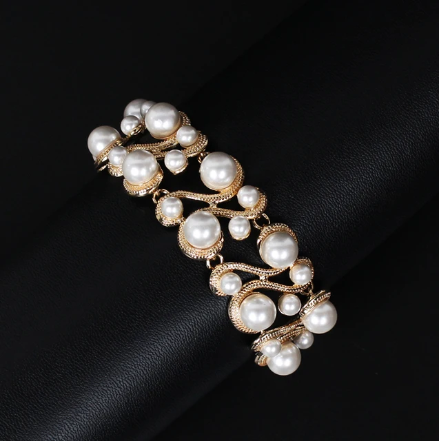 Aliexpress Fashion Gold Color Imitation Pearl Cuff Fashion Gold Color Imitation Pearl Cuff Bracelets Bangles Bangle For Women Indian Bridal Bracelet Jewelry