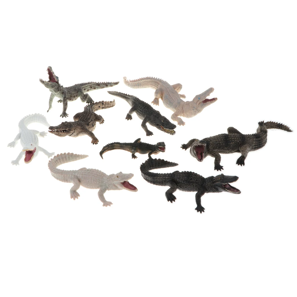  Lifelike Wild/ Forest Jungle Crocodile Animal Action Figure Models in Various Posture Toy Kids Learning Nature - 9 pieces