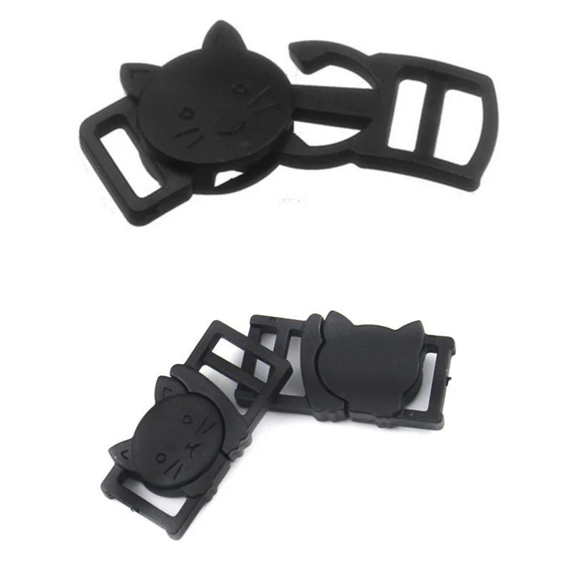 20PCS 3/8"(11mm) Buckle Cat-Head Safty Breakaway Black Plastic Cat Collar Paracord Webbing Apparel Accessories | Дом и сад