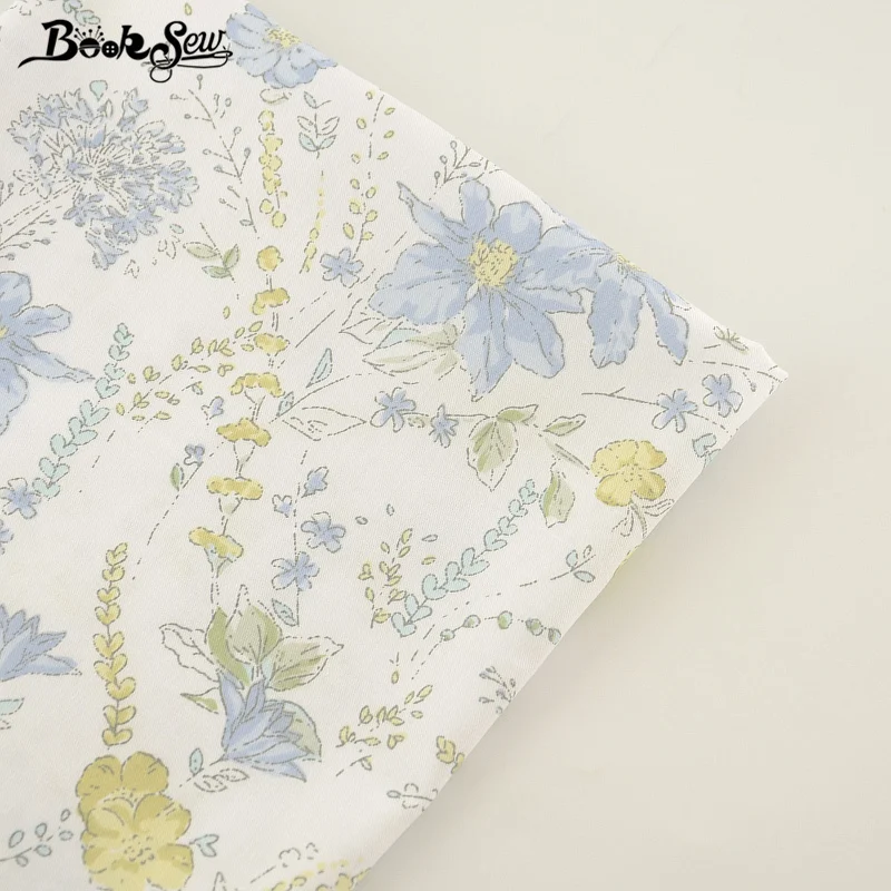 

Booksew 2017 100% Cotton Fabric Twill Blue Flower Design Home Textile Material Bedding Clothing Baby Quilting Sewing Patchwork