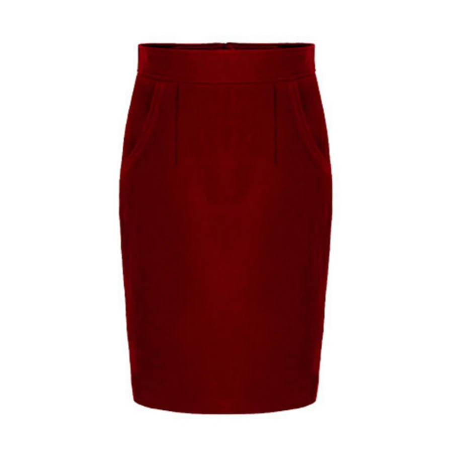 Winter women wine red pencil skirt 2017 Fashion mini slim office skirt