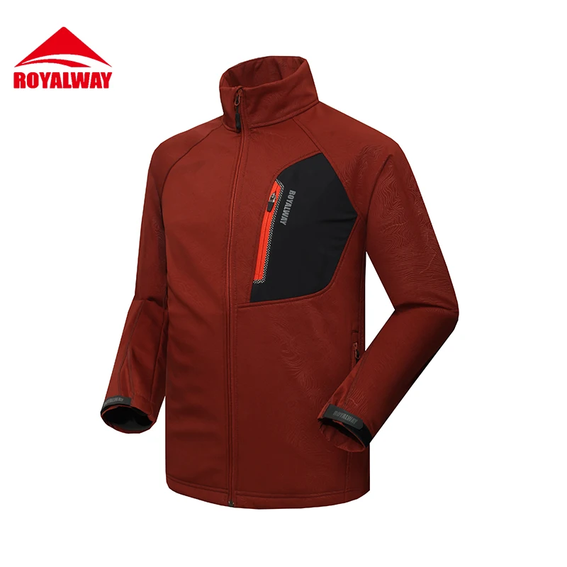 

ROYALWAY Men Soft Shell Hiking Jacket Outdoor Camping Jacket 2017 New Arrival Spring Free Shipping Wine Black Military#RFCM3203E